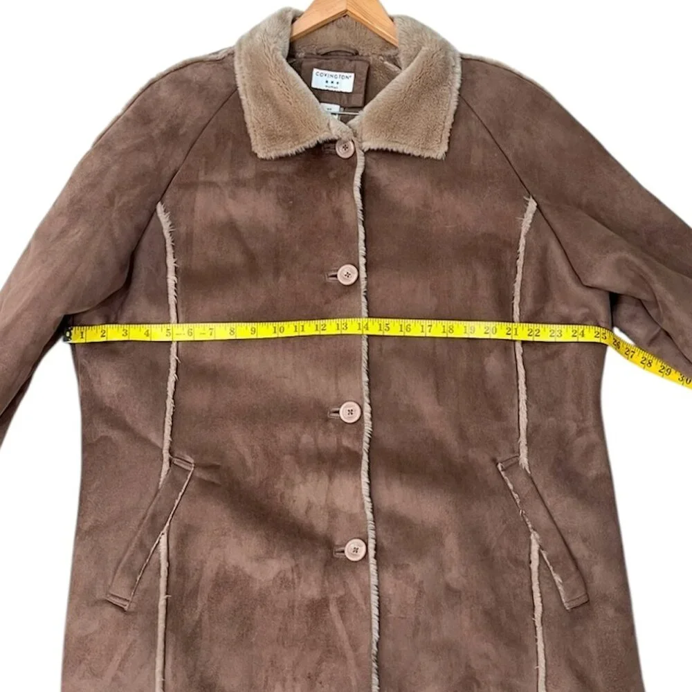 Covington Womens Faux Fur Collar Cuffs Lining Winter Coat Jacket Brown Size 16 - Picture 8 of 11